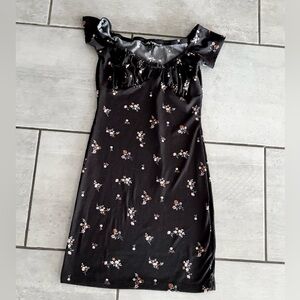 black floral mini dress